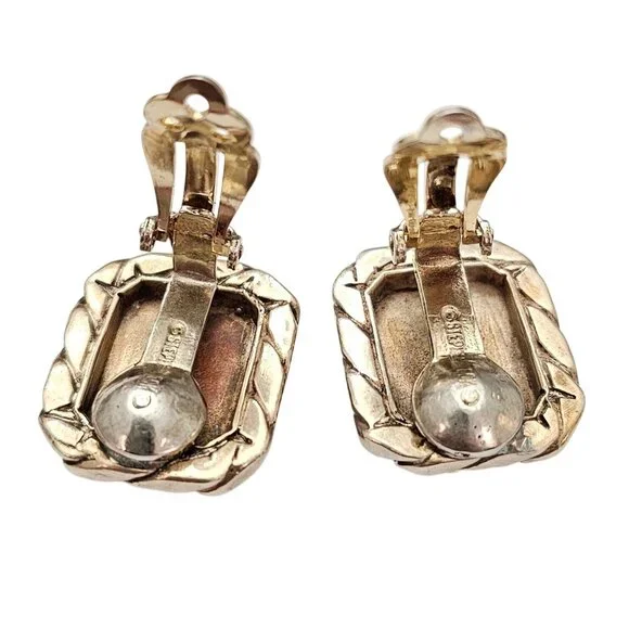 Sterling Silver Stephen Dweck Square Clip On Chunky Braid Flower Earrings C814
